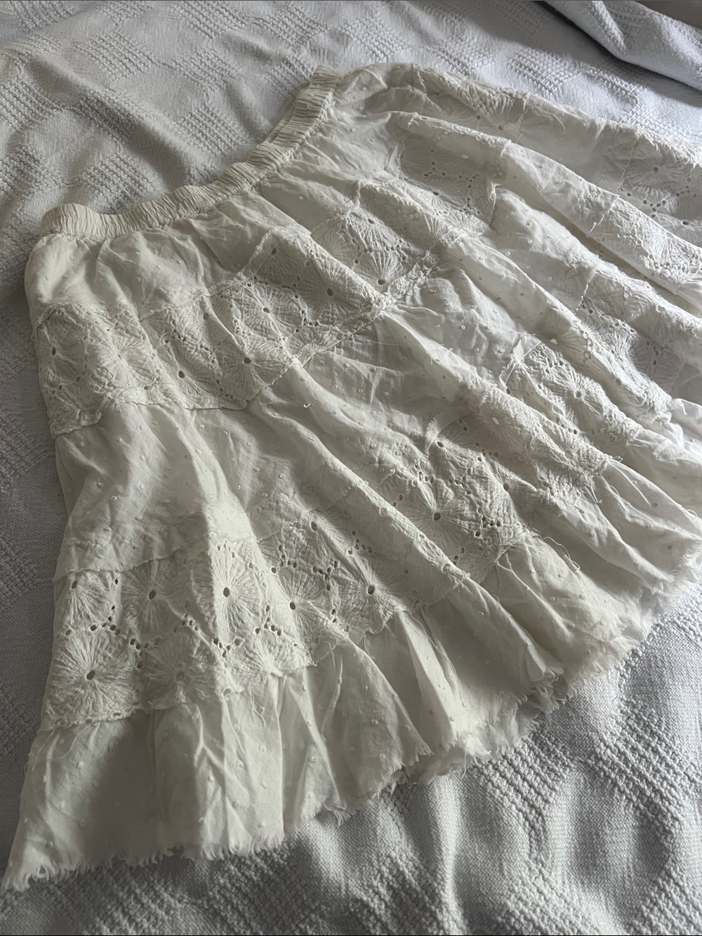 100% cotton Eyelet Tiered Mini Skirt
